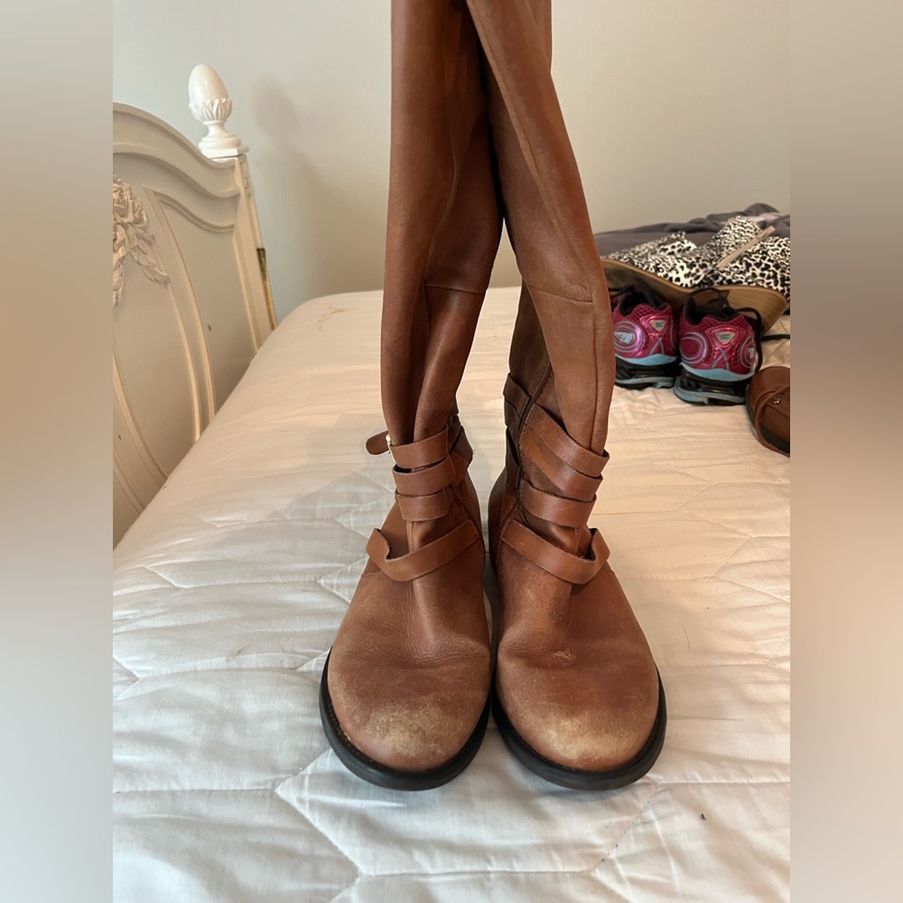 Brown Leather Upper Riding Boots
